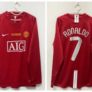 Cristiano Ronaldo CR7 Manchester United 2007/2008 Retro Home Jersey – Men’s Football Shirt, Red