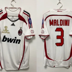 Maldini AC Milan 2006/2007 Away Retro Jersey – Men’s Short Sleeve Football Shirt, White