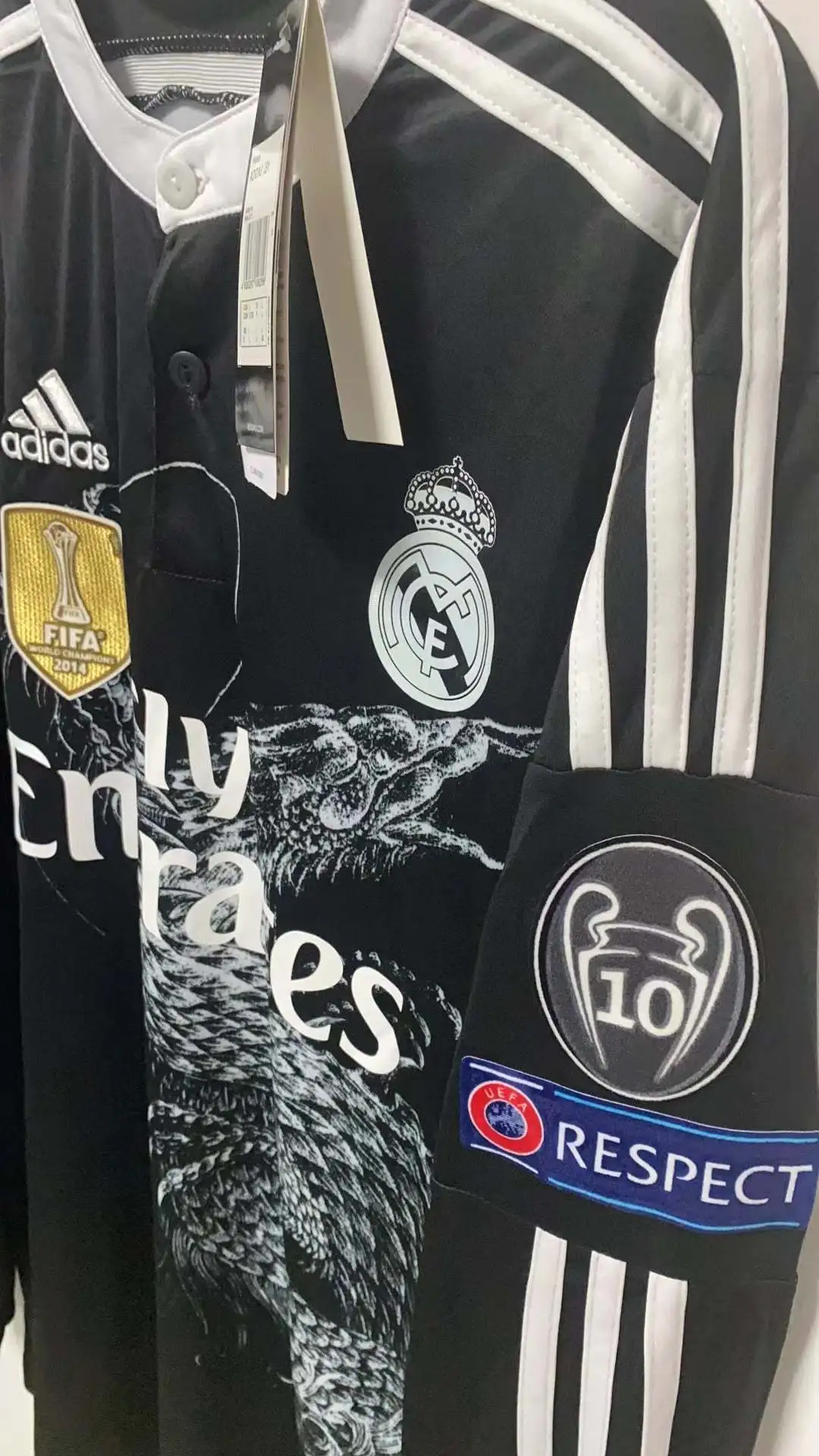 Cristiano Ronaldo CR7 Real Madrid 2014/2015 Dragon Third Retro Jersey – Men’s Football Shirt, Black - Image 3