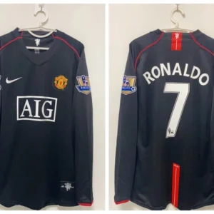 Cristiano Ronaldo CR7 Manchester United 2007/2008 Away Retro Jersey – Men’s Football Shirt, Black