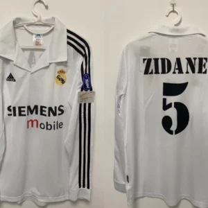 Zidane Real Madrid 2002/2003 Home Retro Jersey – Men’s Long Sleeve Football Shirt, White