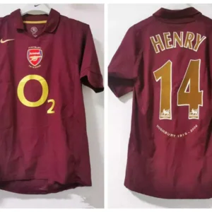 Thierry Henry Arsenal 2005/2006 Home Retro Jersey – Men’s Football Shirt, burgundy/Gold