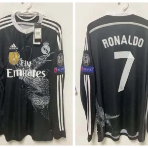 Cristiano Ronaldo CR7 Real Madrid 2014/2015 Dragon Third Retro Jersey – Men’s Football Shirt, Black