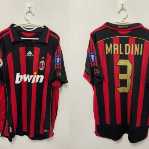 Maldini AC Milan 2006/2007 Home Retro Jersey – Men’s Long Sleeve Football Shirt, Red/Black